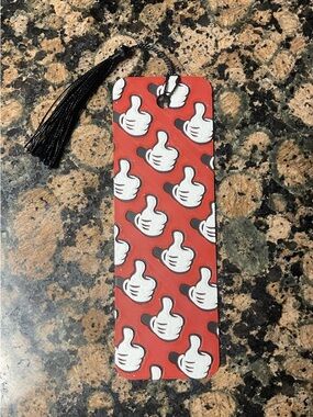 Novelty Red Bookmark with White Mickey Mouse Thumbs-Up Pattern